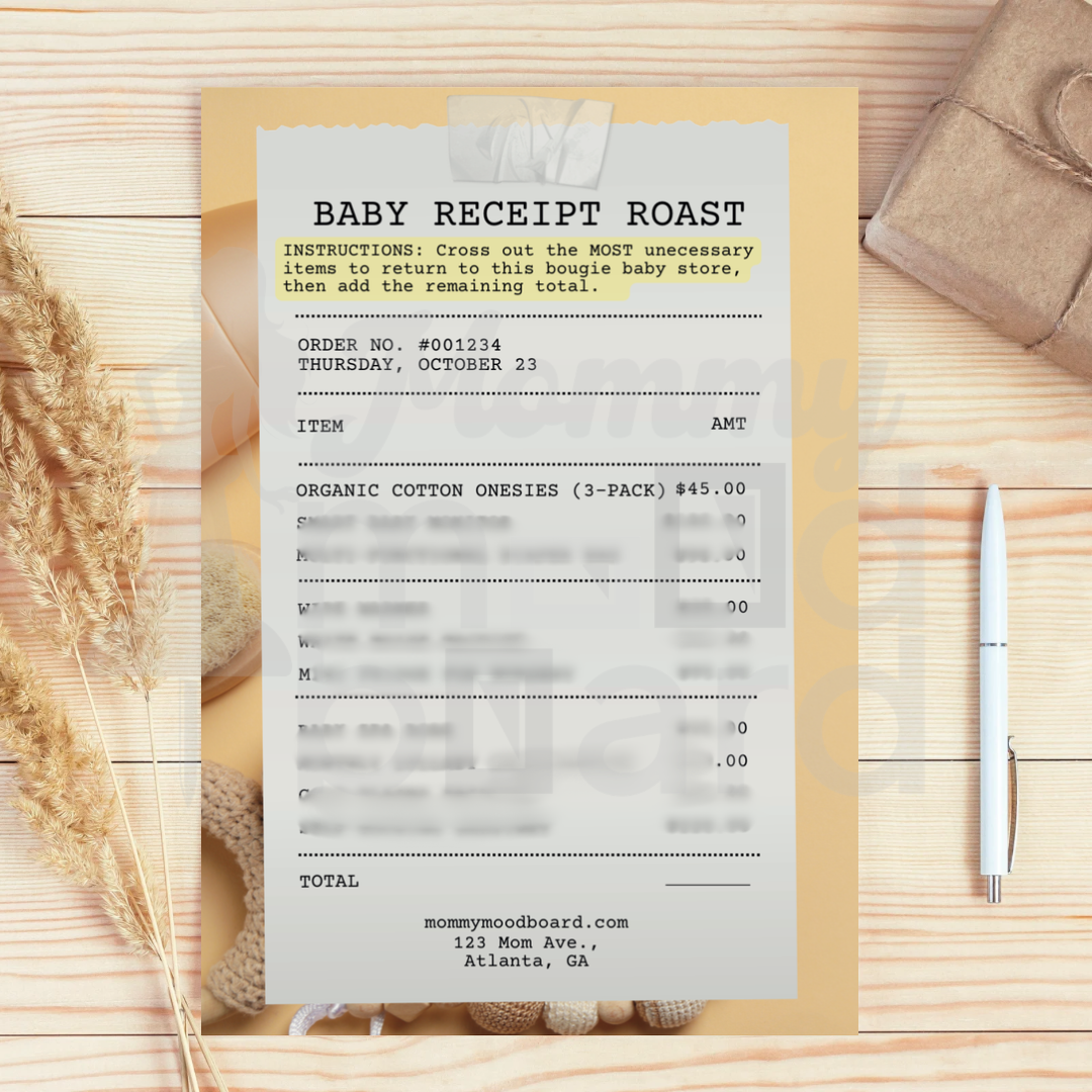 Baby Receipt Roast Game