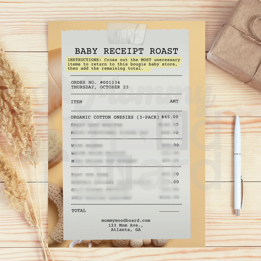 Baby Receipt Roast Game